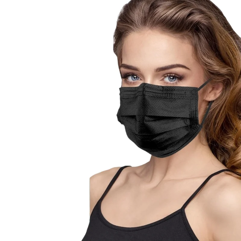 

100 шт. одноразовые маски для лица, черные одноразовые маски, 3-слойные защитные маски для лица, средства личной гигиены