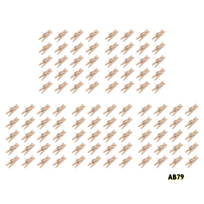 Кнопки с деревянными зажимами, канцелярские кнопки, канцелярские кнопки, креативные скрепки для бумаг с булавками, натуральный цвет, 100 шт.