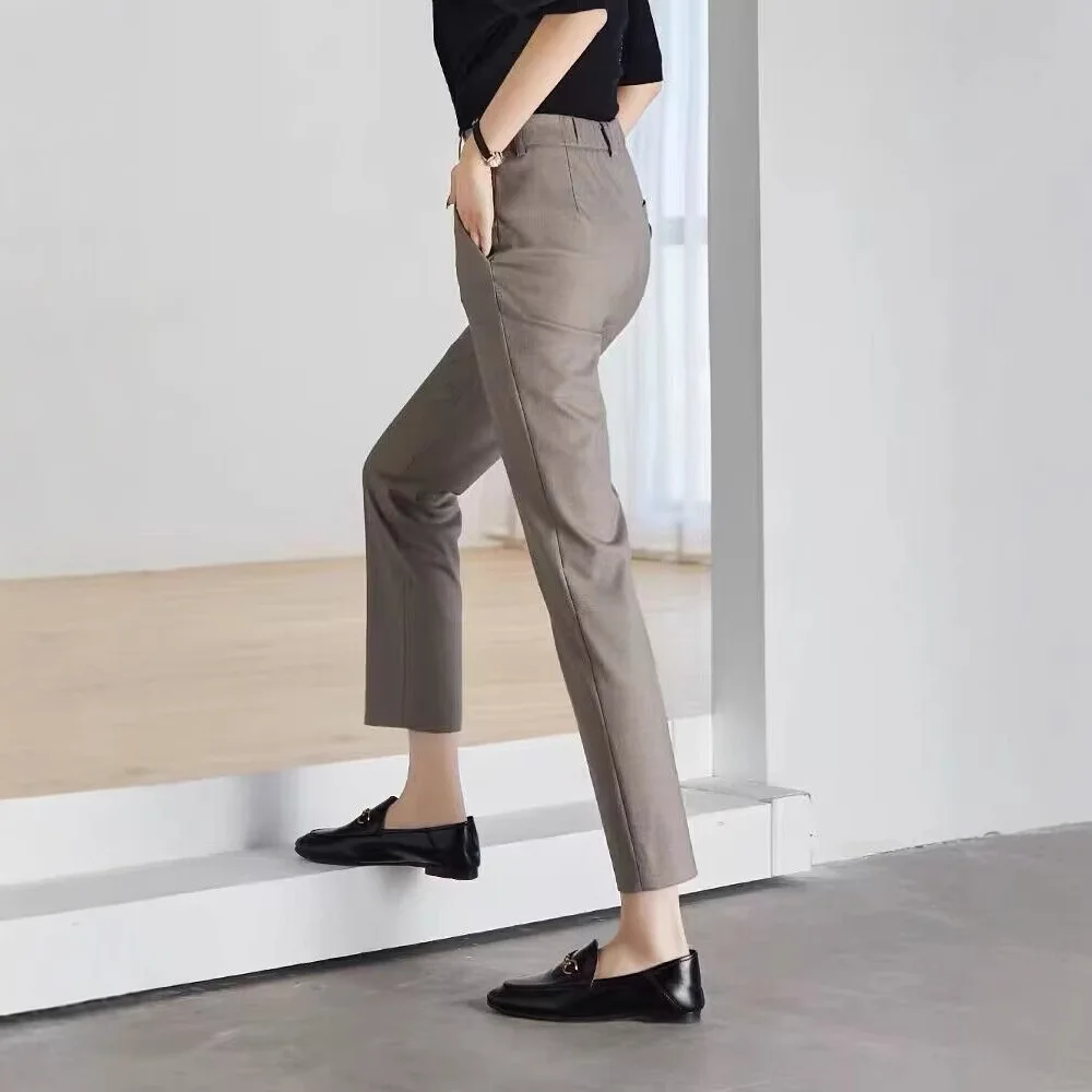 

Женские брюки для офиса, зауженные, прямого кроя, весенние, новые, универсальные, модные, повседневные