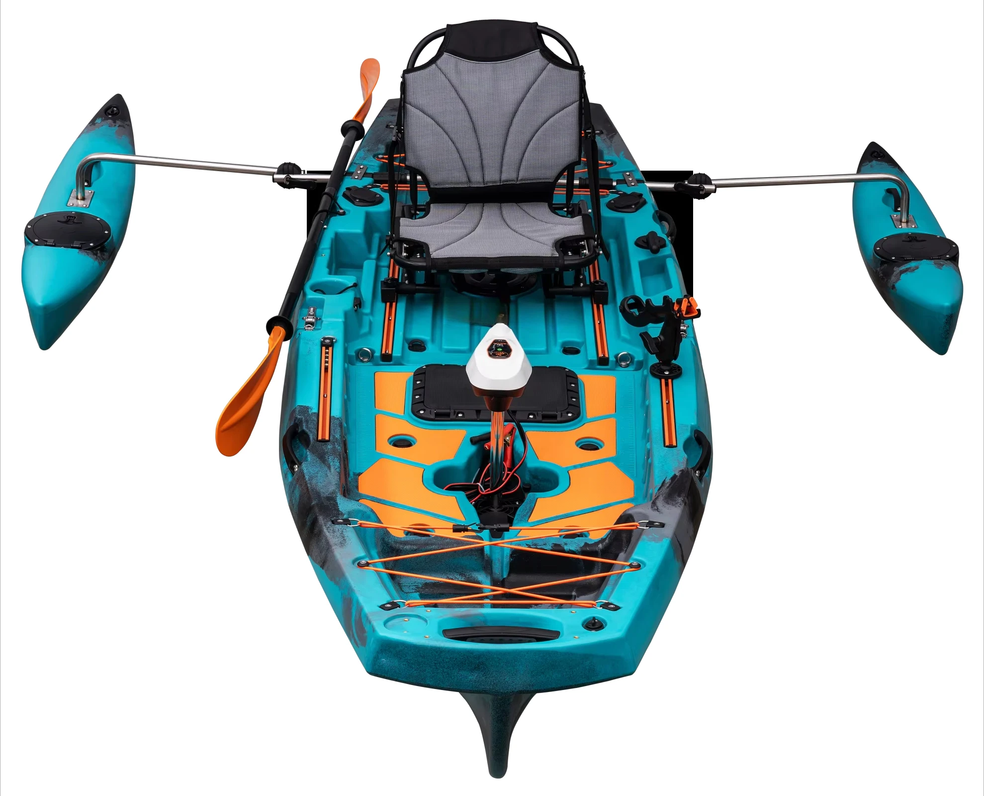 เรือคายัคพีวีซีแบบโมดูลาร์ 3 ที่นั่ง สำหรับ 2 คน กันน้ำ พร้อมใบพัดสำหรับตกปลา พายเรือ กีฬาทางน้ำ โต้คลื่น และล่องแก่ง