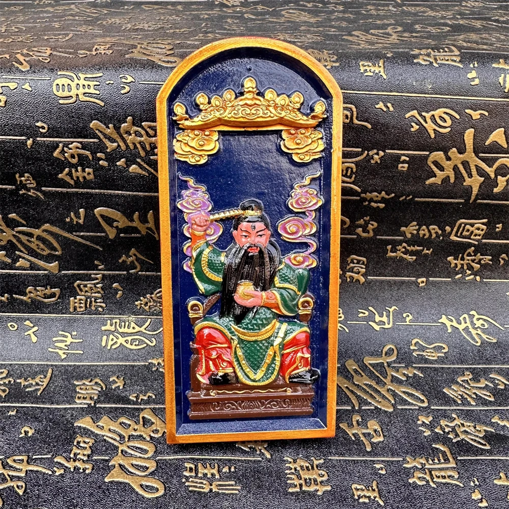 

Jujube wood relief, hand-painted, Nine Heavens Ying Yuan Thunder Sound Universal Heavenly God Statue Token, Taoist supplies