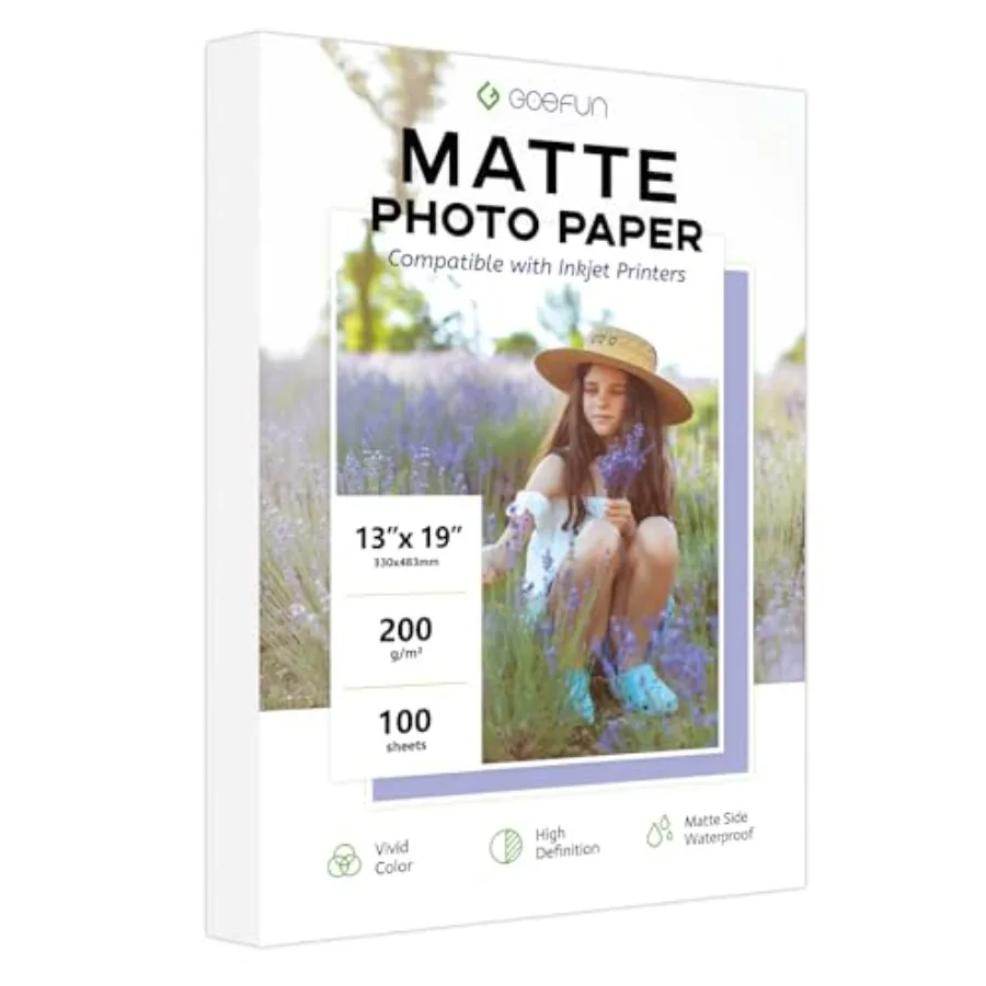 

Матовая фотобумага 200 г/м² (54 фунта) для струйных принтеров, 100 листов, для плакатов и художественных принтов