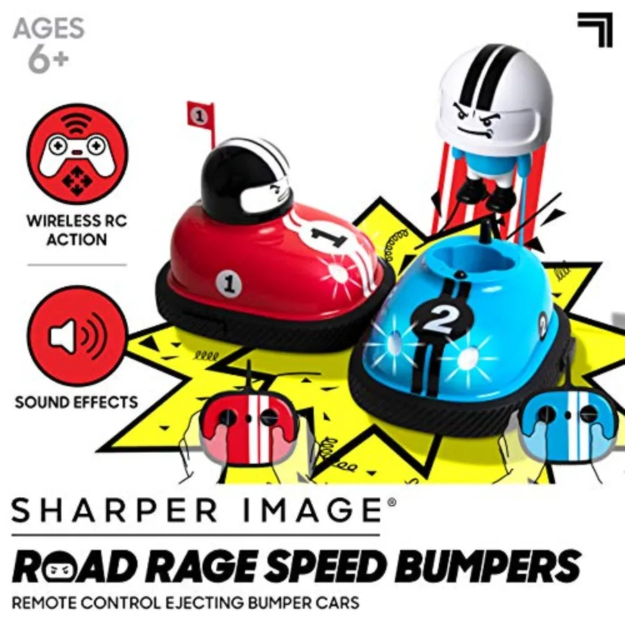Road Rage Remote Control Cars, Mini RC Speed Ejector Bumper Cars, 2 Player Head to Head Battle Game with Ejecting Drivers, Soun