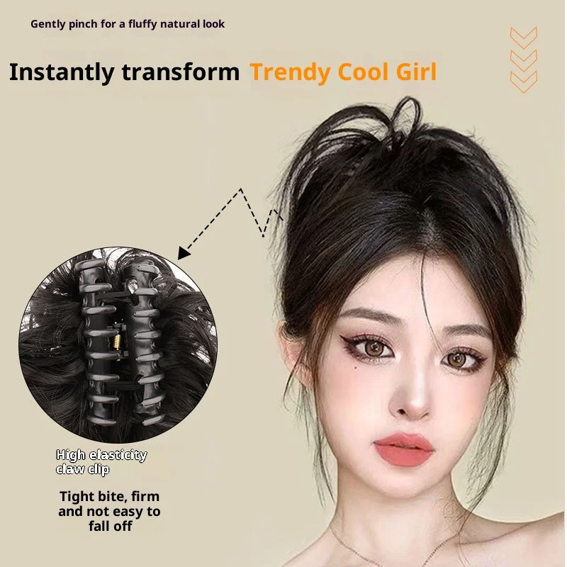 حظيرة الدجاج مشبك شعر مستعار كعكة ماتي ارتفاع درجة الحرارة الحرير الاصطناعية كسول كعكة الشعر أداة محاكاة الشعر الساخن فتاة شعر مستعار #3