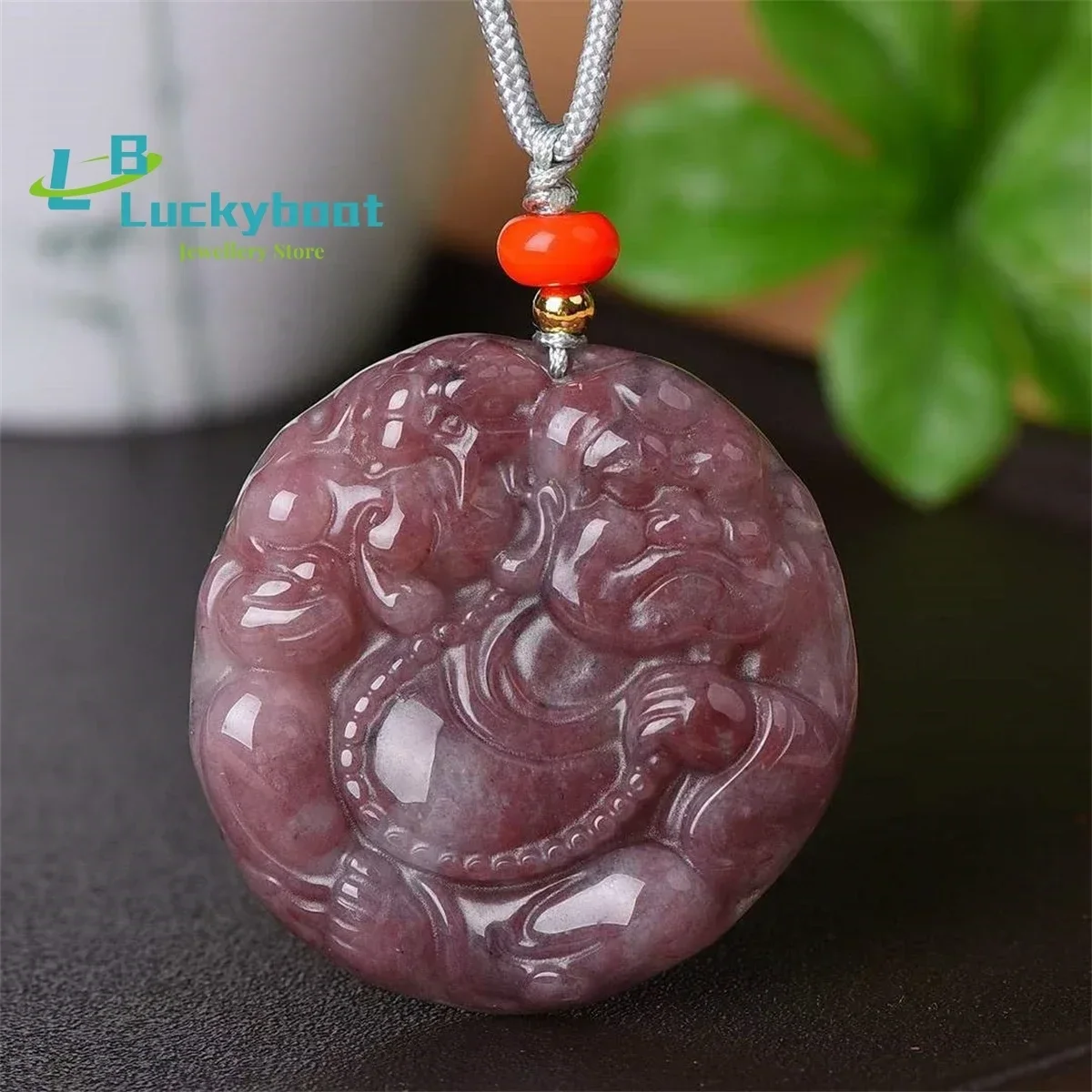 Natural Gold Silk Jade Auspicious Arhat Pendant Simple and Generous Personality Fashion Versatile Men and Women