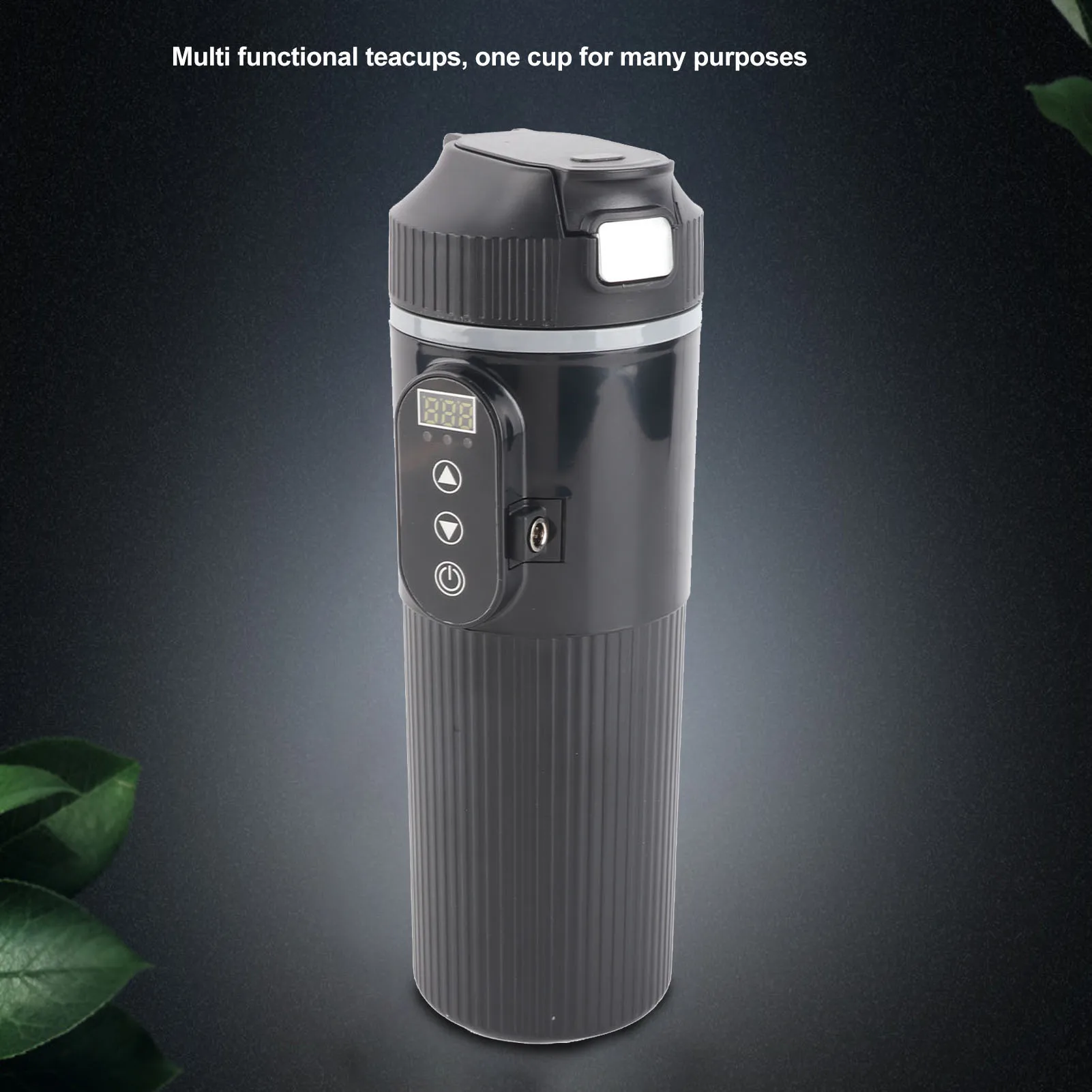 Car Electric Kettle 500ml Car Heating Cup Stainless Steel Intelligent Temperature Display Electric Heating Mug with Cigarette