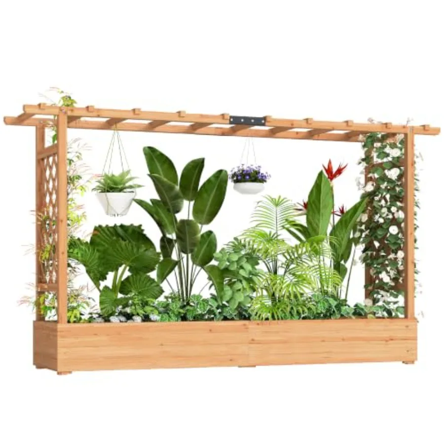 Raised Garden Bed with Trellis Planter Box 78.7