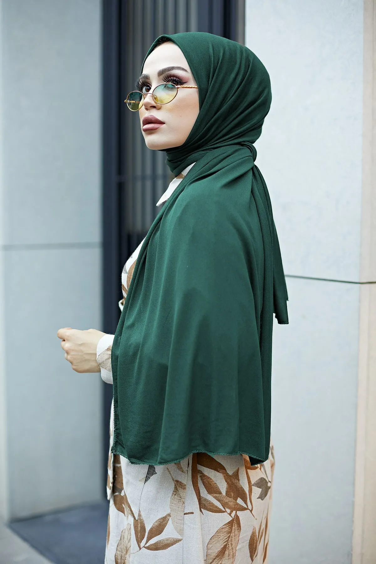 Combed cotton Shawl-Emerald Winter Autumn 2021 Muslim Women Hijab headscarf Islamic Turkey