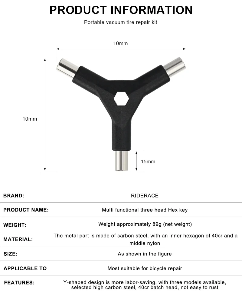 6 in 1 Y-Schraubenschlüssel-Set, austauschbare Bits, 3-Wege-Inbusschrauber, T25 PH2, Schraubendreher für Fahrradreparaturwerkzeug, Fahrrad-Multitool-Set – Detail 1