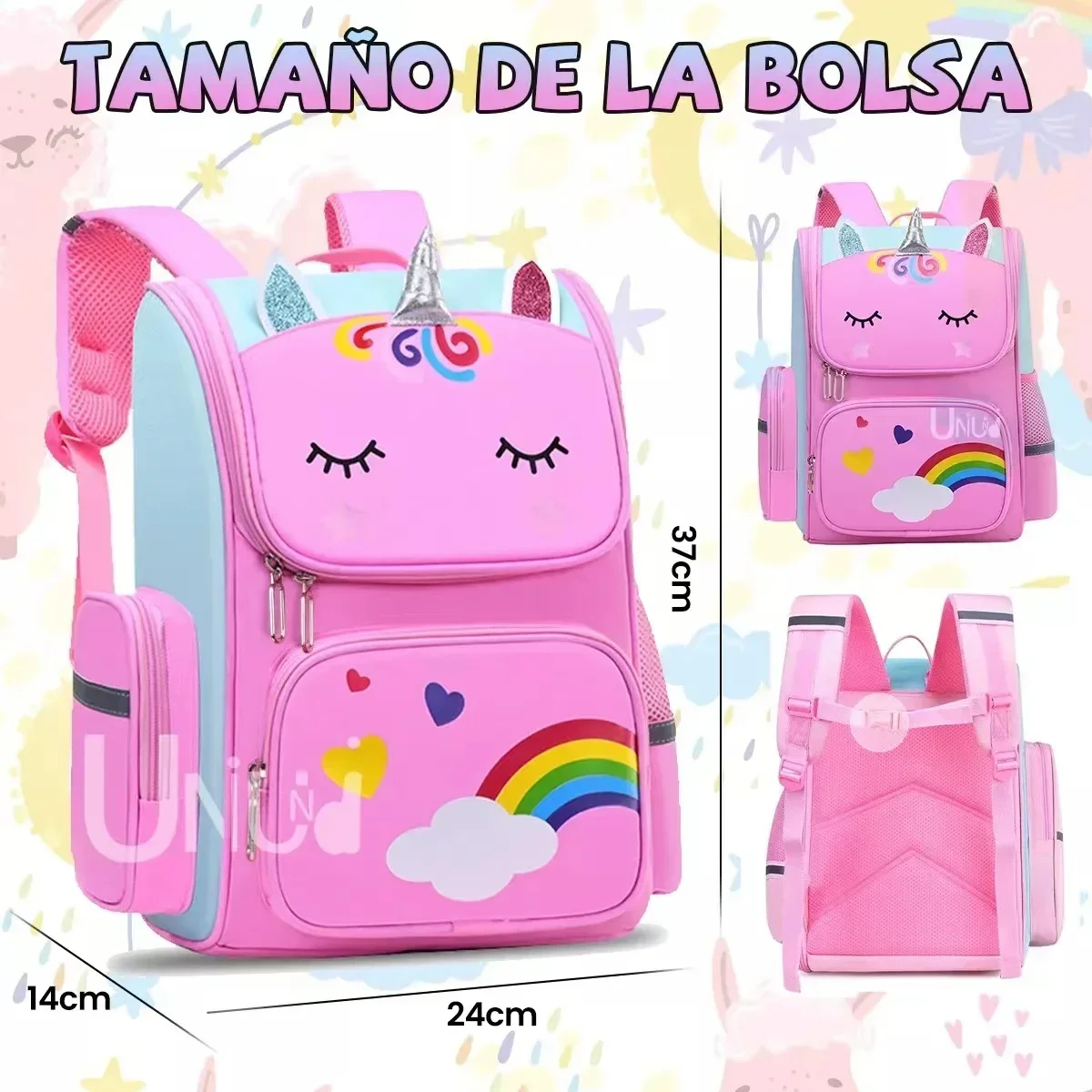 Unicorn primary school students cartoon schoolbag pink blue children\'s schoolbag kindergarten schoolbag boys girls