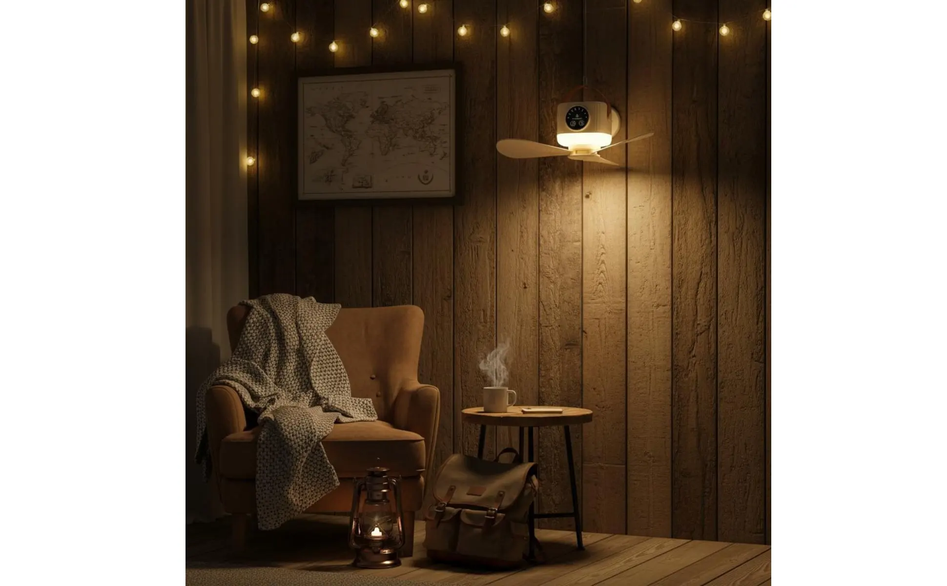 Mini Ceiling Fan with Light Adjustable Speed Rechargeable Hanging Fan Air Mover 4 Speeds Timer Function for Bedside, Dorm Room