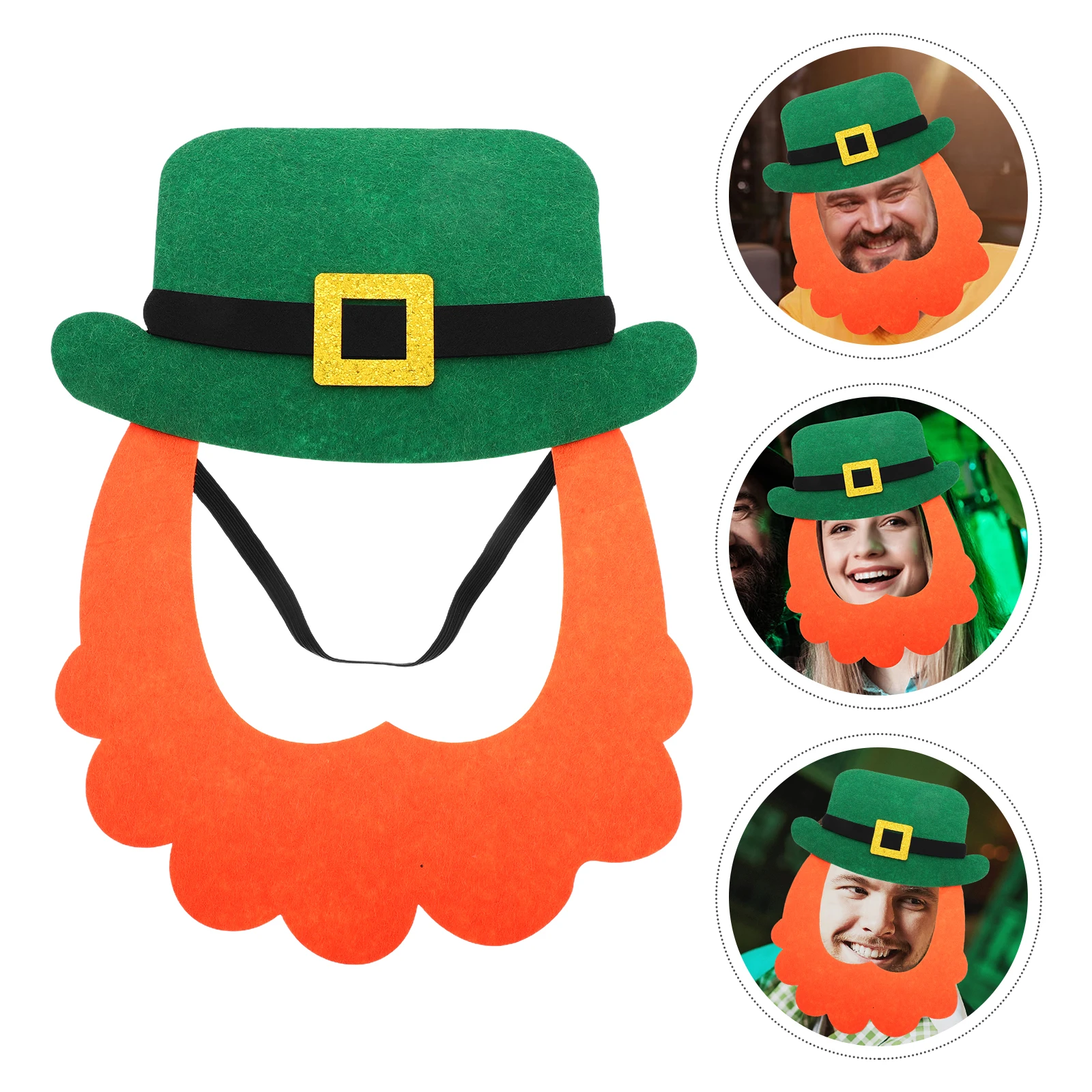 

Funny Fake Mustache Stickers Beard Costume Has Lucky Hat for Men Self Adhesive Novelty Shamrock