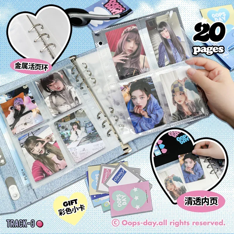 3inches Binder Photocard Holder Kpop Idol Photo Album with 20pcs 4grid Transparent Inner Pages Album Para Fotografias 포토카드 용품