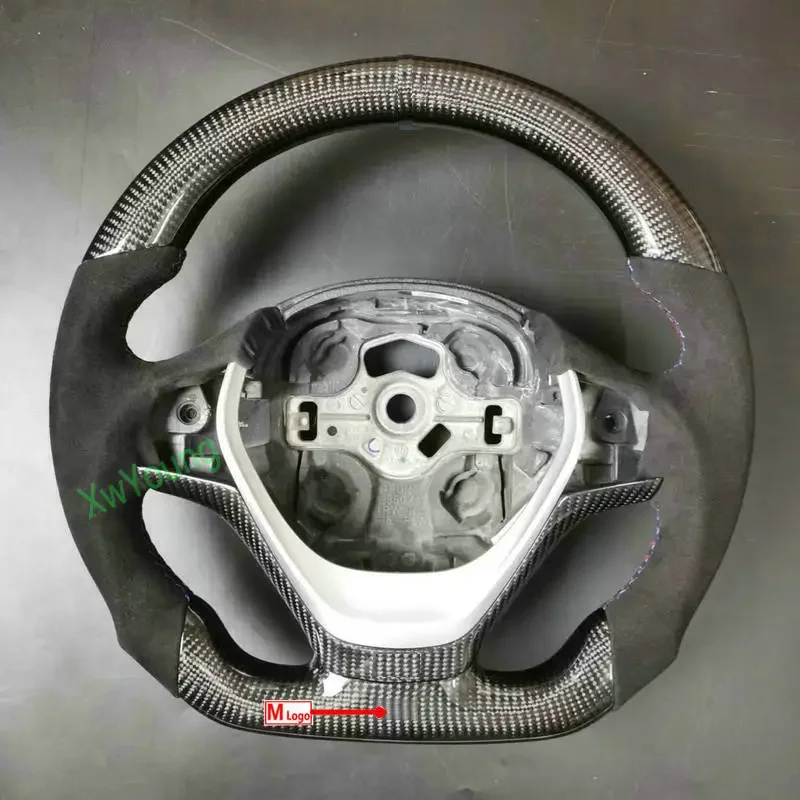 لسيارات BMW F30 F35 F20 F22 F32 320 325 328 328i 335 100% عجلة توجيه سيارة من ألياف الكربون الحقيقية (مع فتحات ناقل الحركة المجداف) #5