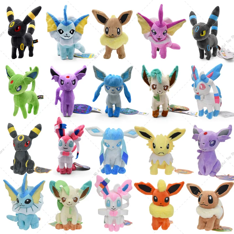 Muñeco de peluche de Pokémon, muñeco suave de Eevee, Sylveon, Flareon, Espeon, Jolteon, Umbreon, Vaporeon, Leafeon, Glaceon, regalo de Navidad