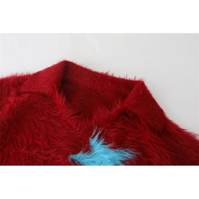 Gaganight Women High Quality Red Star Sweater Women Autumn Winter New Style Imitating Mink Fur Worn Outside Knitted Top