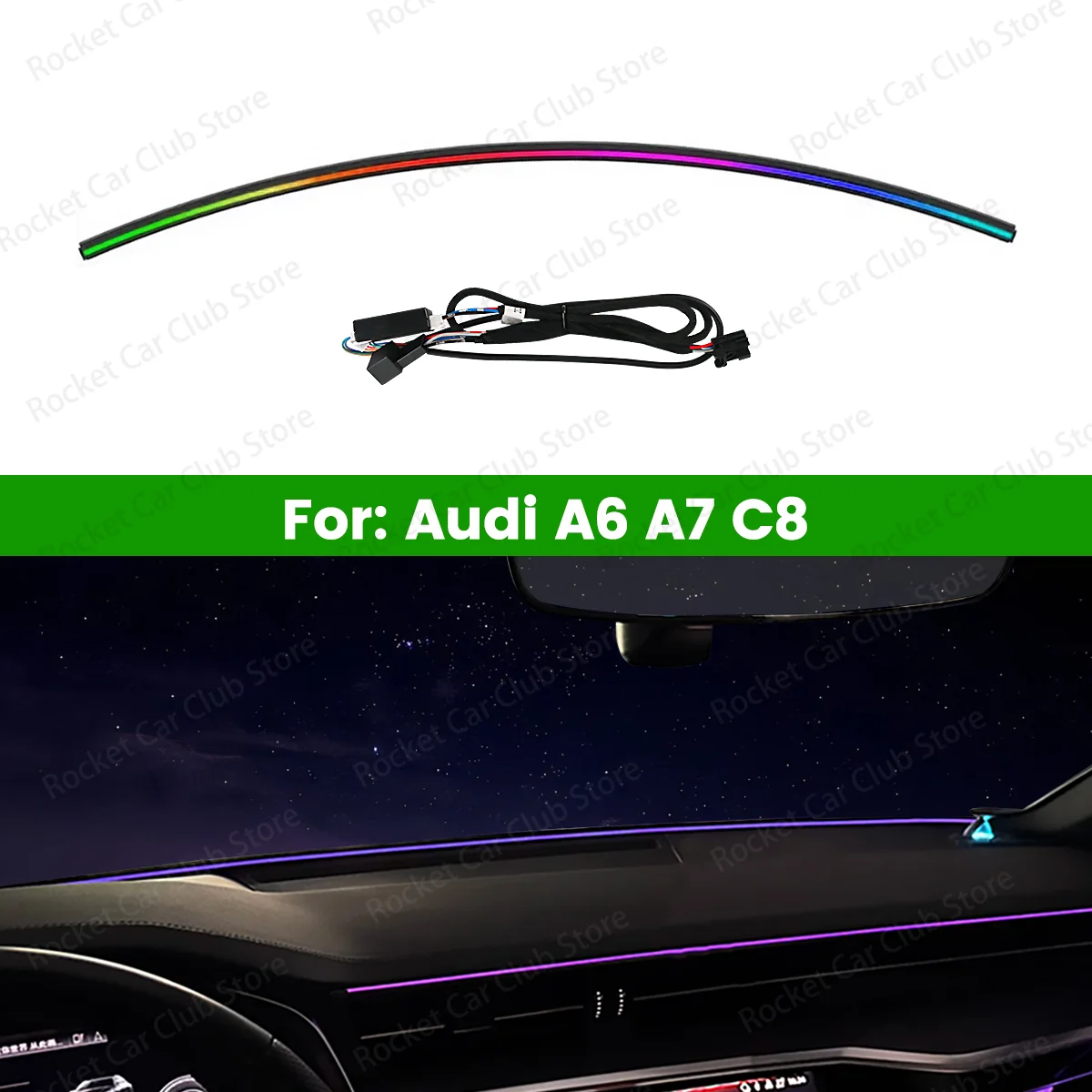LED Ambient Strip Light 32 Colors Car Universal For Audi LED Car Interior System Screen Control Remote Atmosphere Lamp