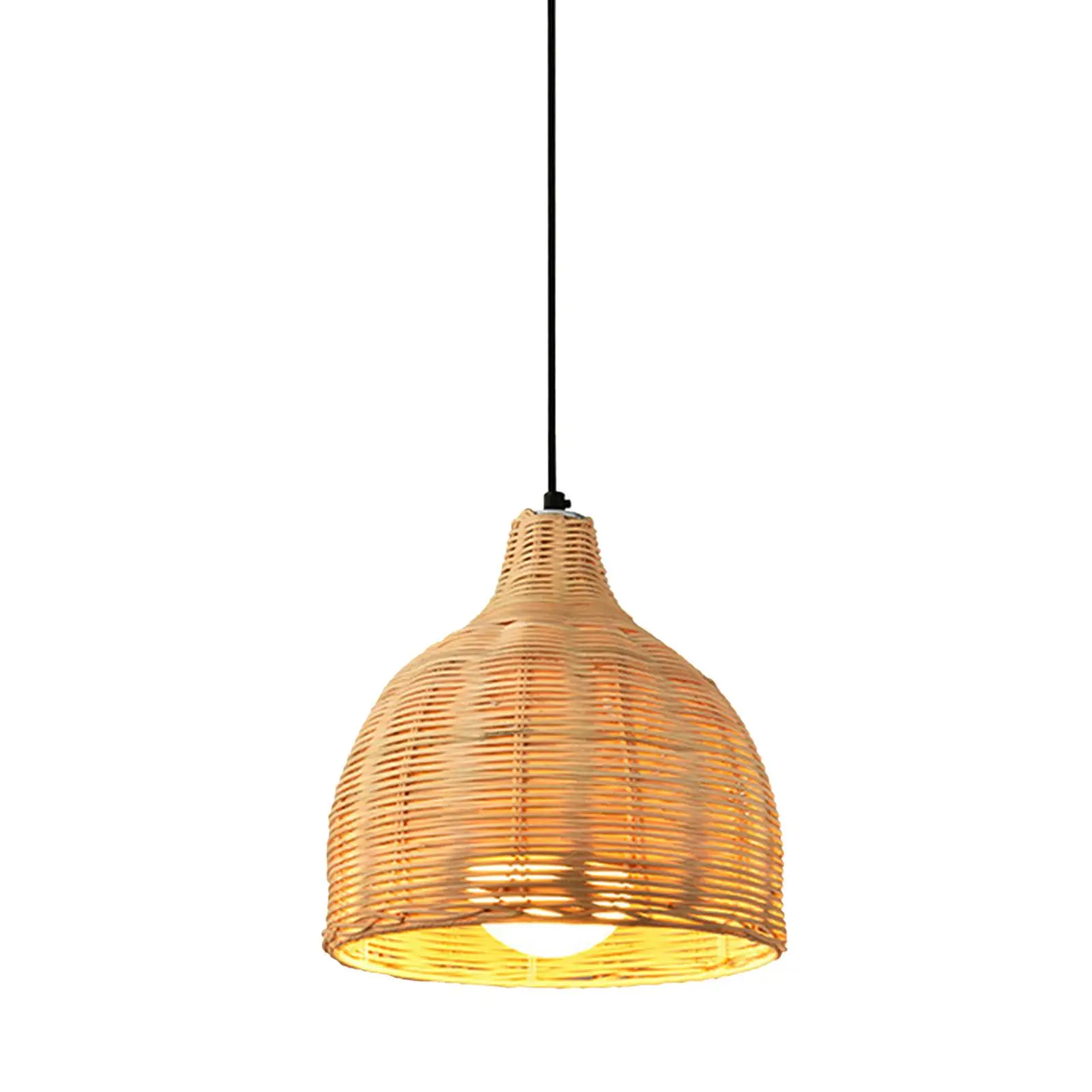 Rattan Lantern Lamp, Retro LED Chandelier Light Fixture Hanging Ceiling Light
