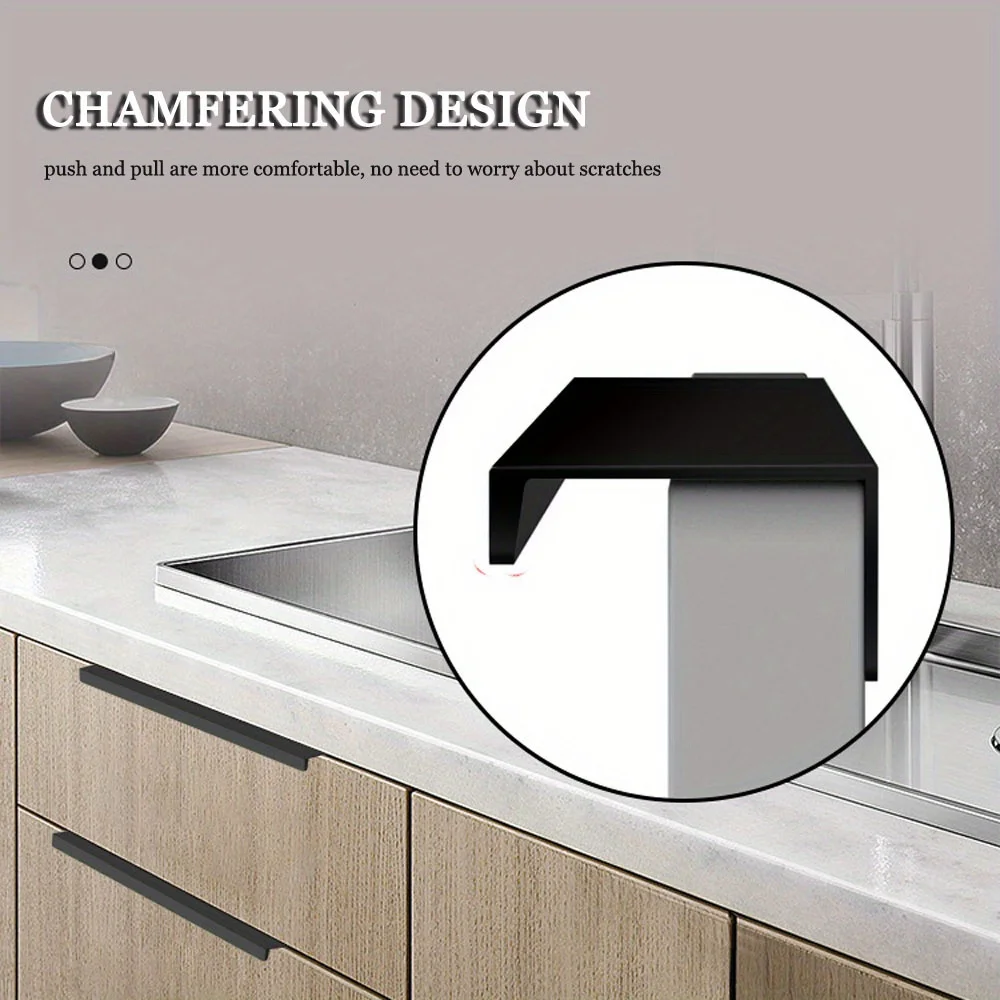 4PCS Zinc Metal Wardrobe Drawer Hardware Kitchen Embedded Cabinet Handle Invisible Finger Edge Door Handle Invisible Handle