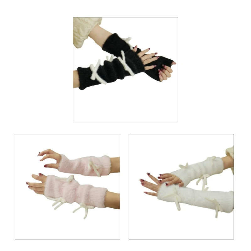 Girls Furry Wrist Gloves Graceful Sleeve Bridal Wrist Warmer Arm Gloves