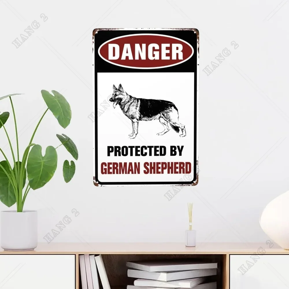 احذر من لافتات معدنية للكلاب ، ملصق أبيض وأسود ، علامة تحذير ، منزل ألماني خارجي ، راعي ، سياج ، مزرعة #5