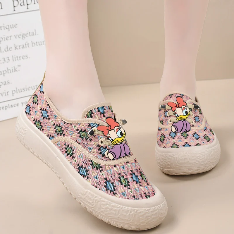 

disney Spring Autumn Casual Shoes Women Breathable Versatile Casual Sneakers Soft Sole Non-slip Pedal Thick Sole mickey mouse