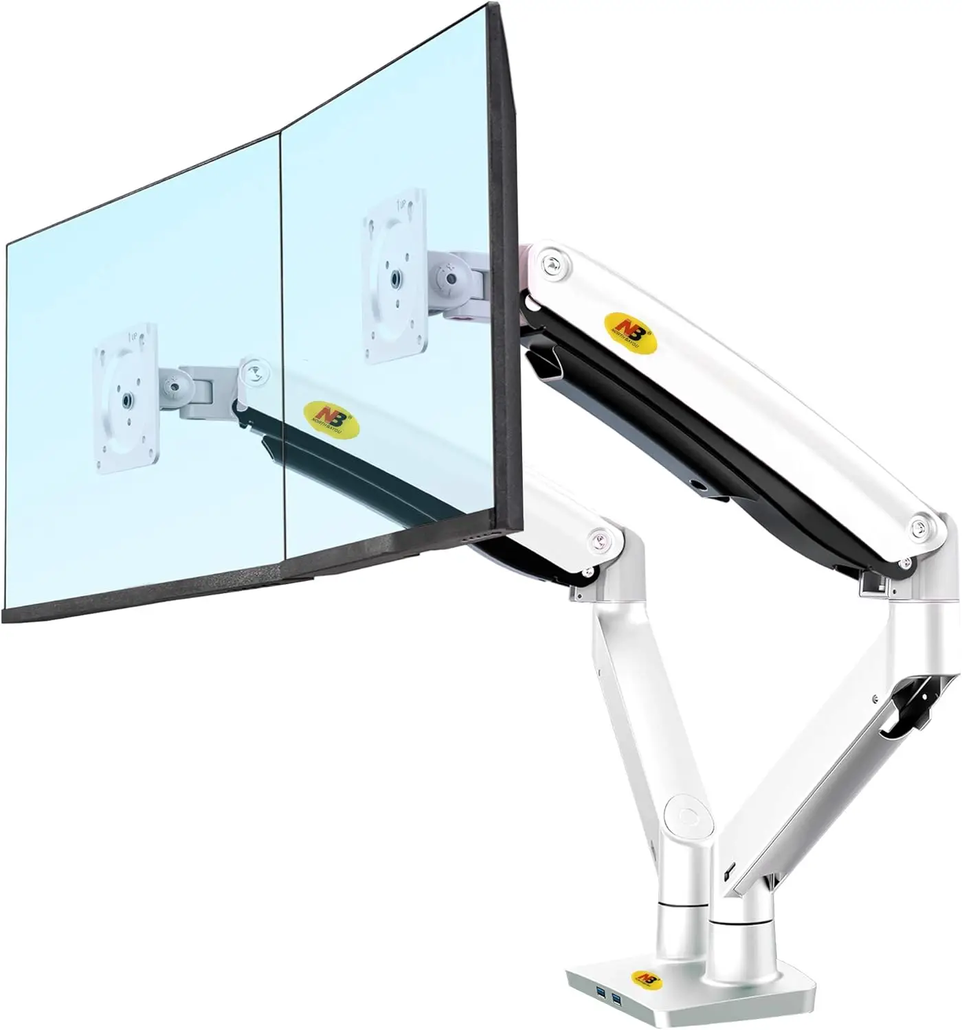 Dual Monitor Desk Mount for 22-32" Screens, Full Motion, Holds 6.6-26.4lbs Each