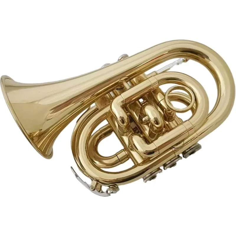 Trumpet instrument, professional palm number in B flat, gold button spirit play