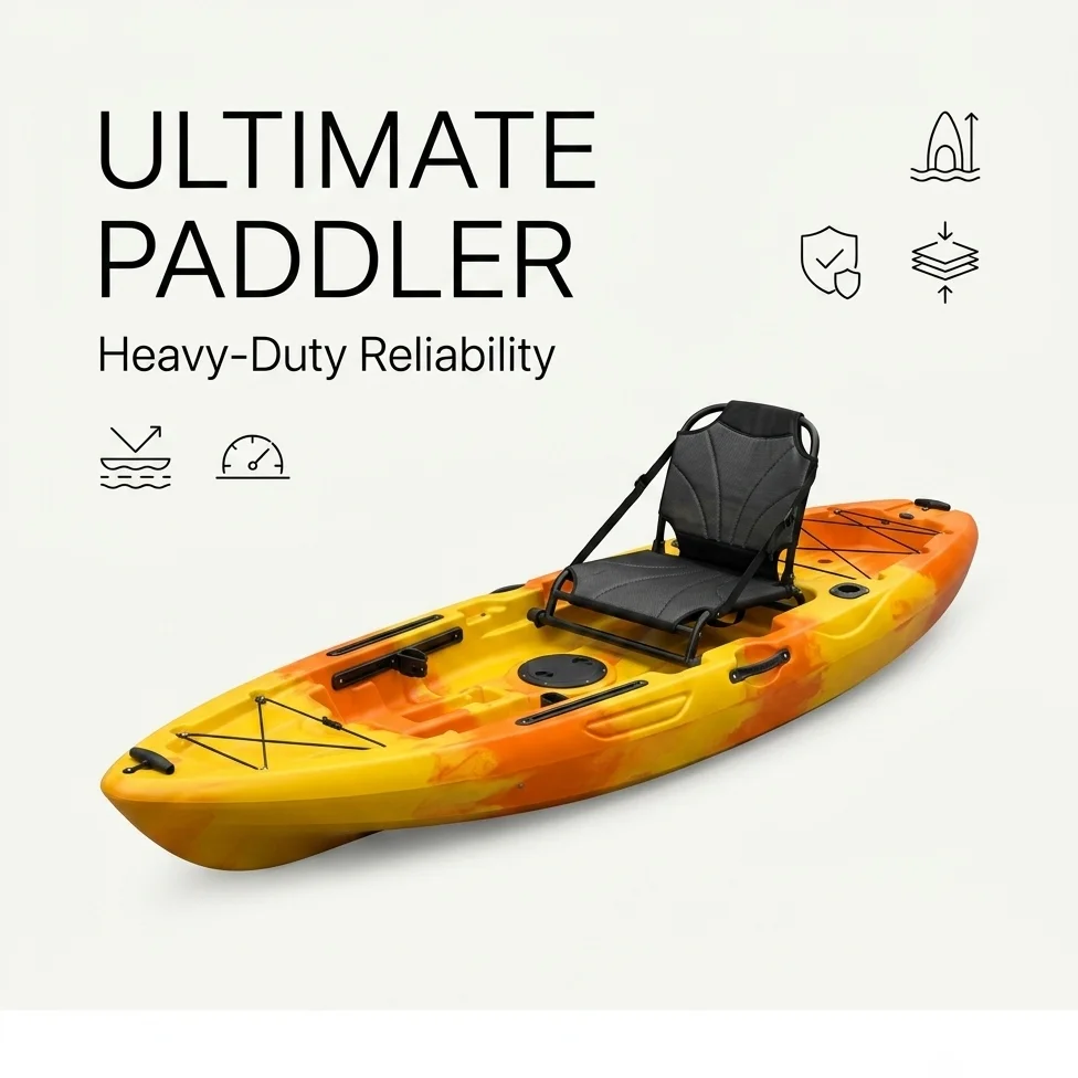 Professional Solo Sit on Top Kayak Sunburst Gradient Recreational Canoe 140kg Capacity Fishing Boat Elevated Mesh Chair