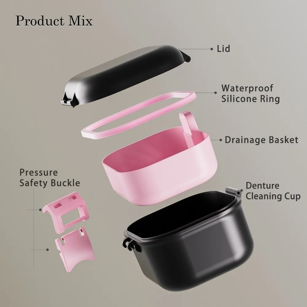 Double-Layer Leak-Proof Denture Soaking Cup Multiple Colors Available Protective Portable Denture Container