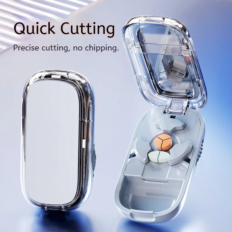 1 قطعة الطب اللوحي القاطع صندوق تخزين حبوب منع الحمل متعدد الوظائف الغبار برهان حبة صندوق المحمولة اللوحي تقسيم حبوب الفاصل