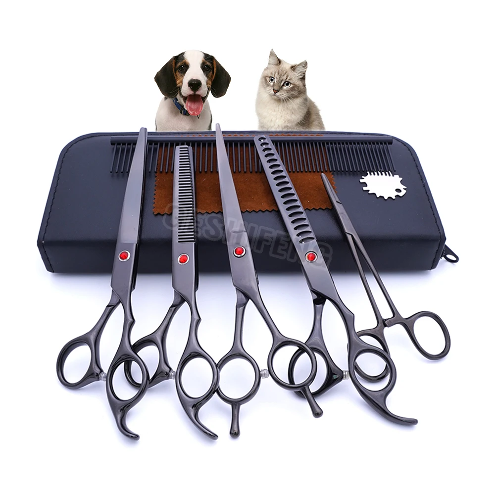 

Custom logo Packaging Dog Grooming Scissors Kit Professional Stainless Steel Dog Grooming Scissors Pet Clipper Set