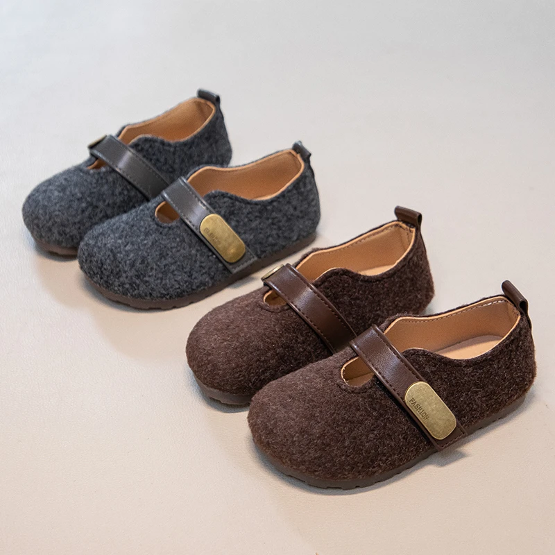 

New Spring Kids Shoes Fashion Solid Color Girls Suede Leather Shoes Non-slip Causal Children's Single Shoes Round-toe Simple