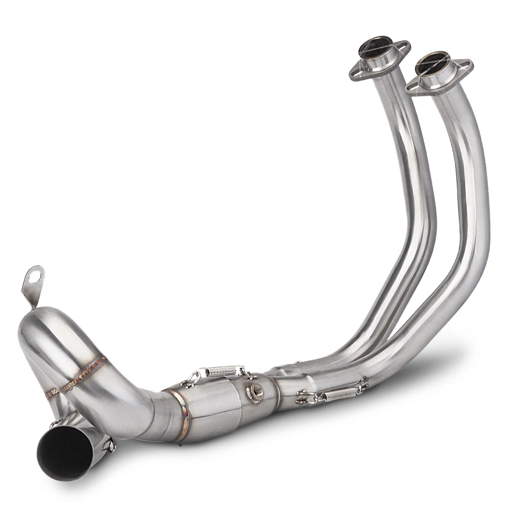 51 مللي متر الانزلاق على نظام كامل دراجة نارية العادم الهروب الفولاذ المقاوم للصدأ الجبهة وصلة الأنابيب لياماها MT07 FZ07 XSR700 2014-2023