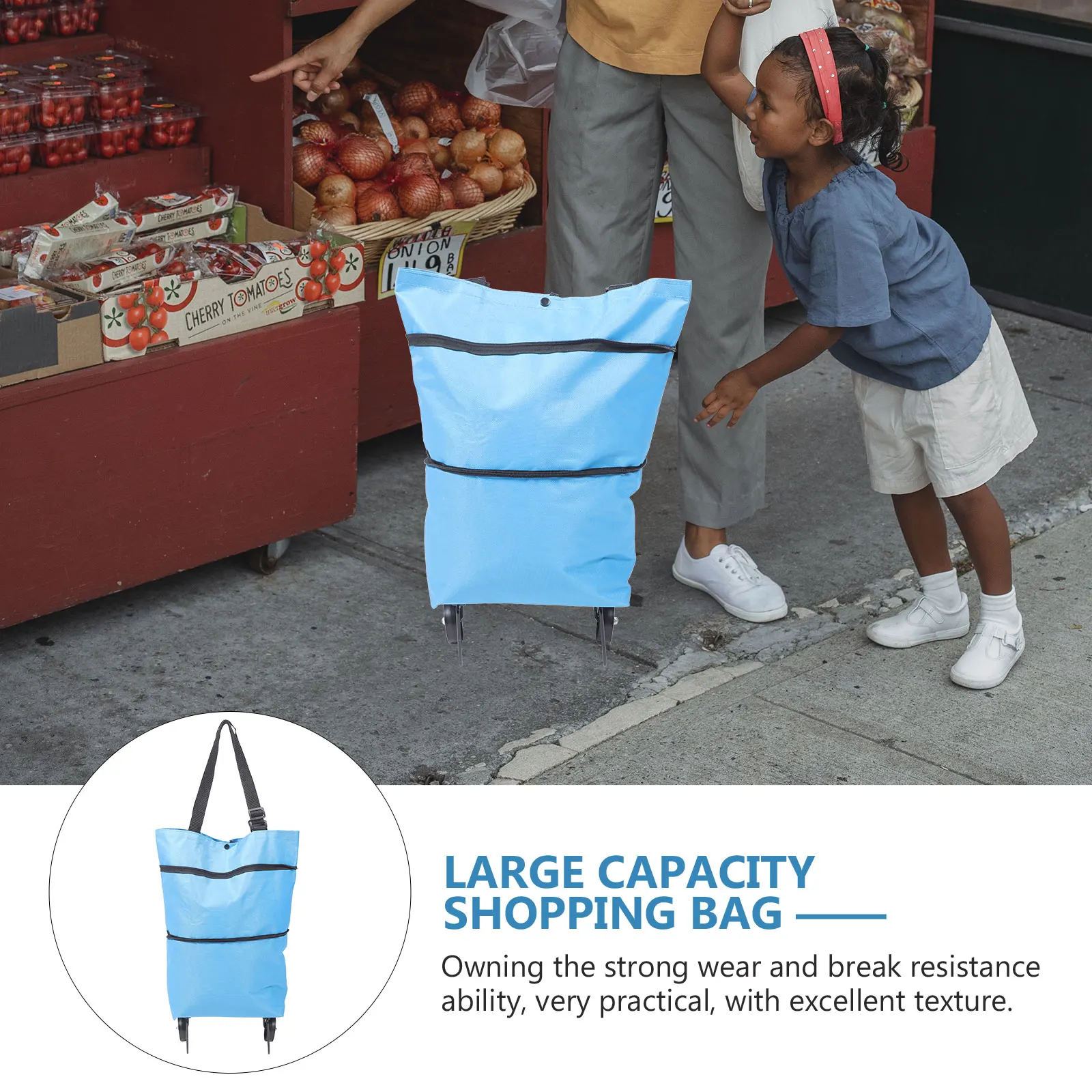

Camping Shopping Bag with Wheels Elder Wheeled Oxford Fabrics Reusable Grocery Bags Cart
