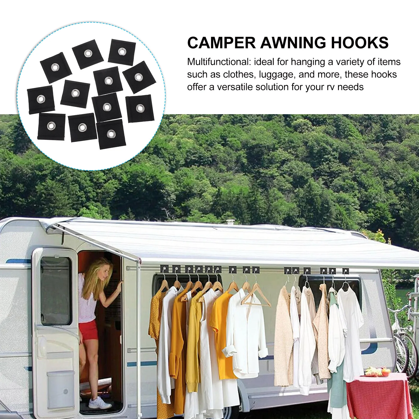 

12Pcs Rv Awning Hooks Portable Camper Curtain Track Clips Tent Awning Rail Hardware Outdoor Camping Accessories