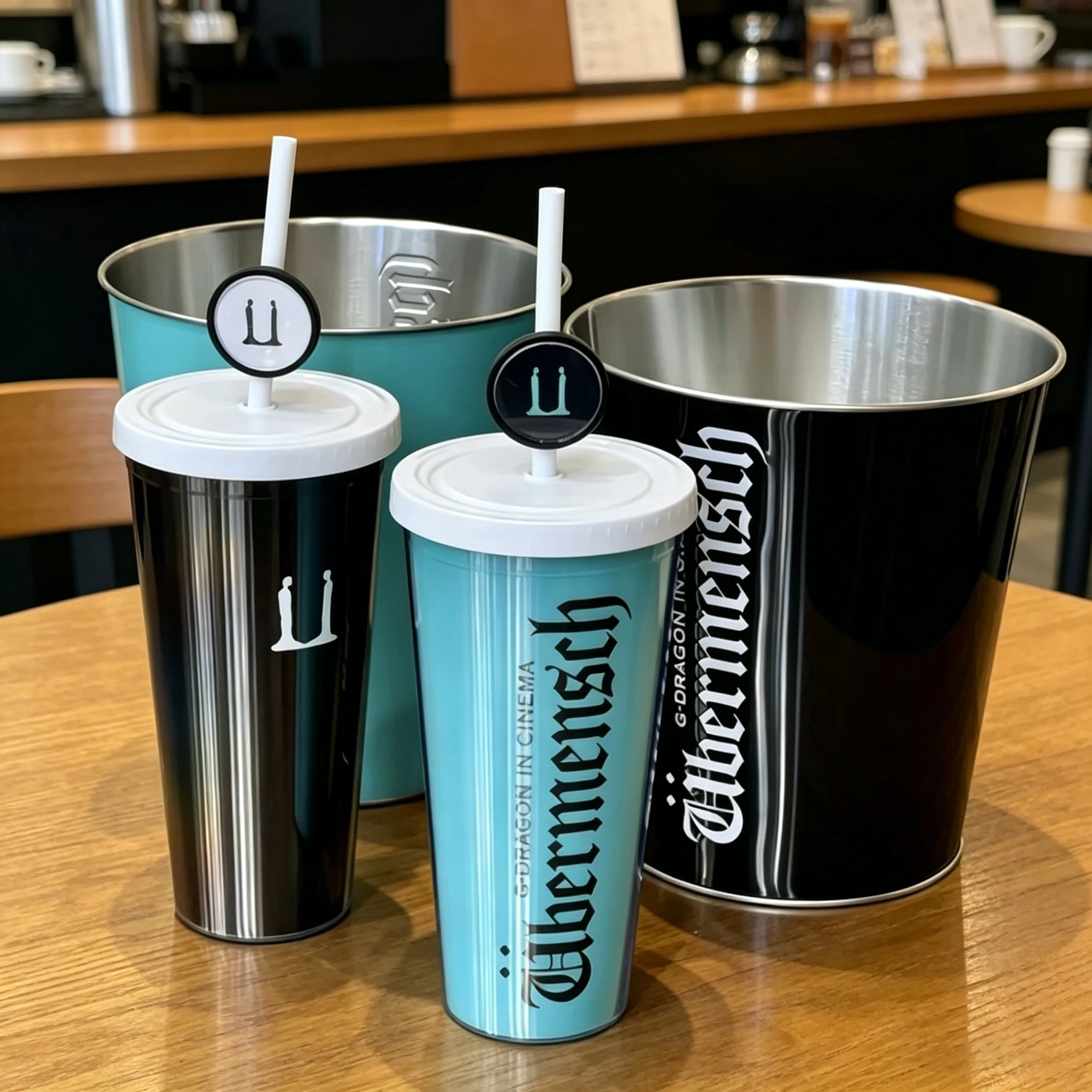 

Genuine G-DRAGON"Übermensch" Cup Tumbler Tin Bucket Exclusive Cinema Memo Collectible Birthday Gifts