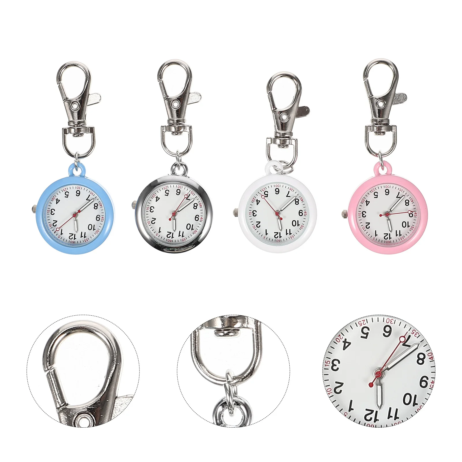 4 قطعة ساعات الجيب ممرضة سلسلة مفاتيح معدنية ساعة توهج مضيئة الأيدي المحمولة ساعة معلقة للممرضات الأطباء الموظفين الطبيين الصغيرة #2