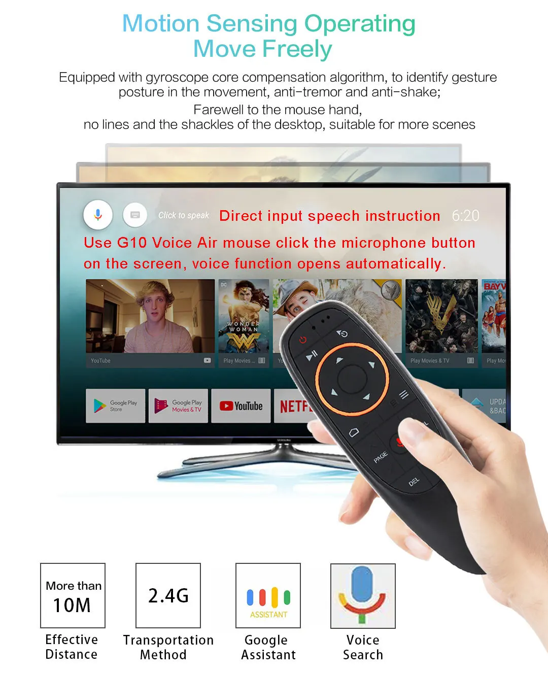 Coldrain G10S Air Mouse Voice Remote Control 2.4G Wireless Gyroscope IR Learning for H96 MAX X88 PRO Android TV Box HK1 T95