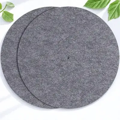 2Pcs Record Felt Mats Turntable Slip Mat Anti Static Vibration Dampening Non Slip Record Player Protective Pad