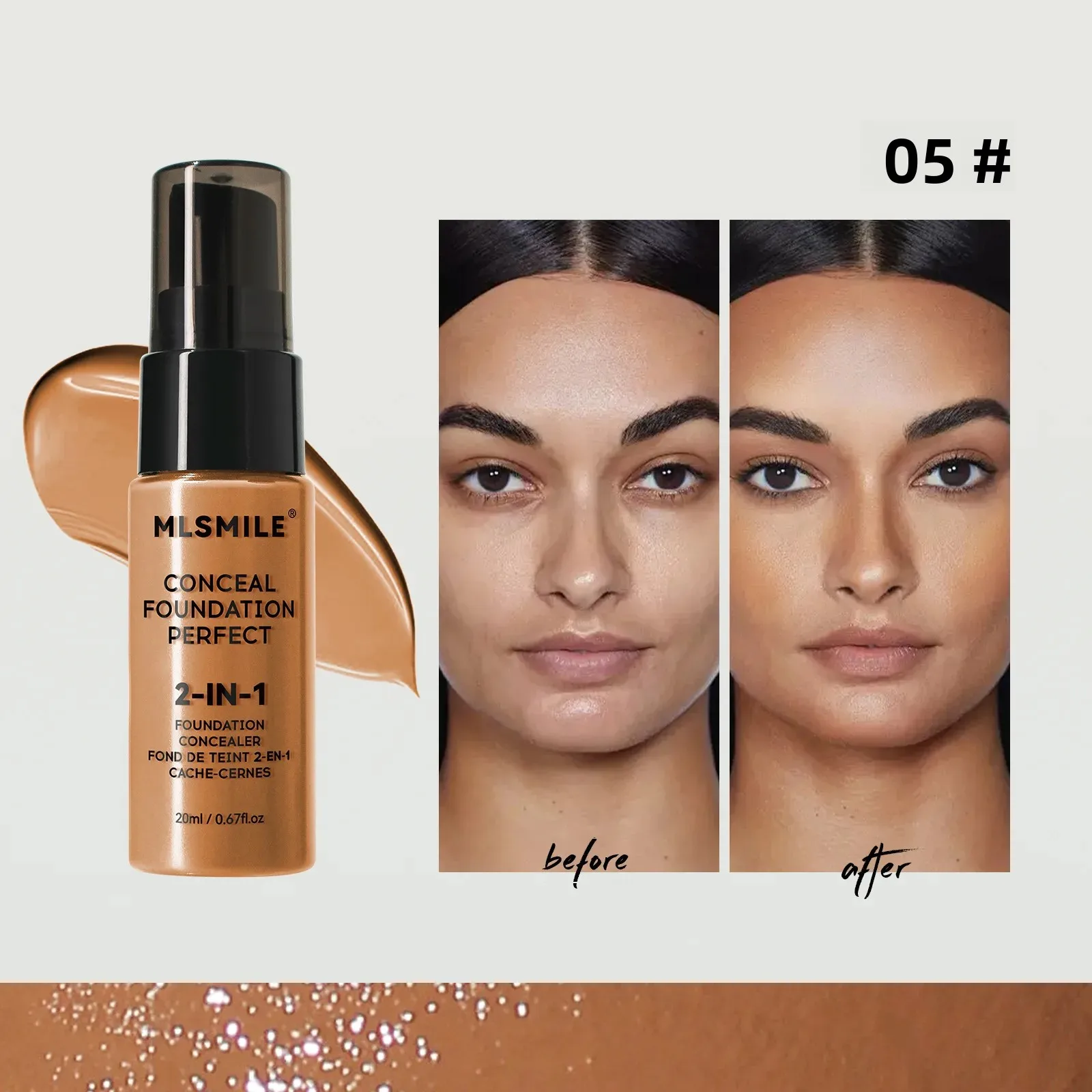 كريم أساس سائل مرطب يدوم طويلاً مقاوم للماء كونسيلر لعلامات حب الشباب والهالات السوداء يغطي مكياج التجميل CO:05