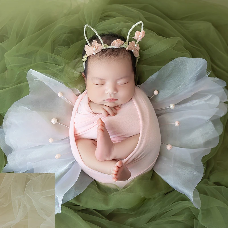 Newborn Photography Props Sheer Mesh Background Blanket Baby Swaddle Wrap Studio Infant Posing Photo Decorative Accessories