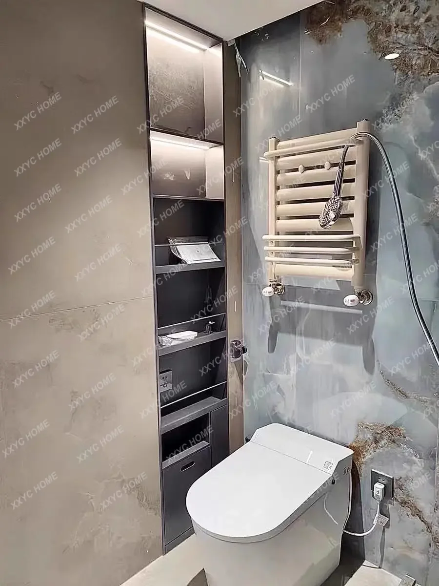 Bathroom embedded garbage can, toilet alcove, shelf, custom toilet hidden alcove