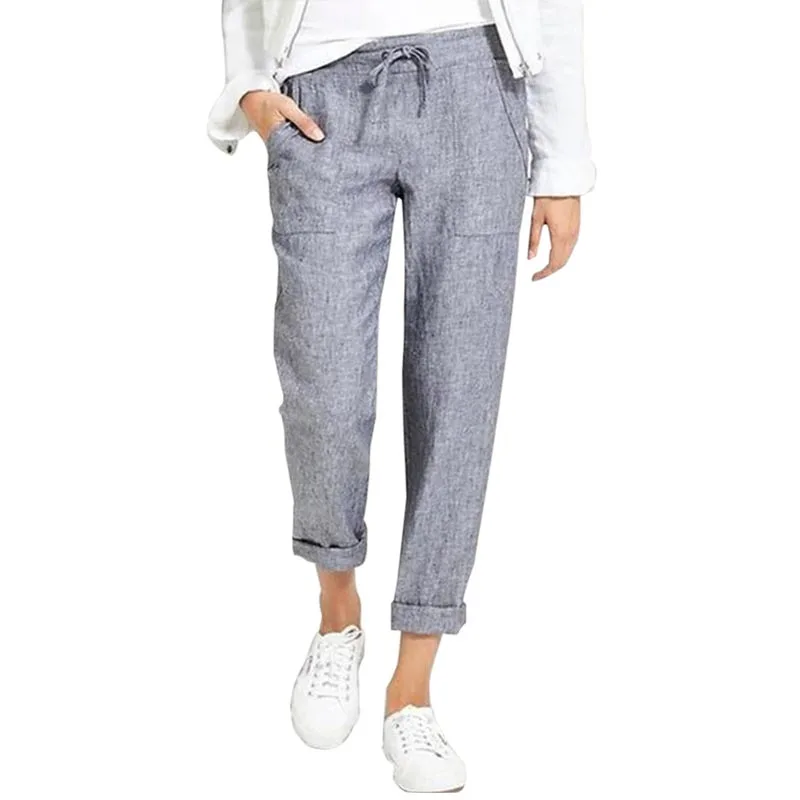 Spring Summer Solid Color Elastic Waist Pencil Pants Multiple Colour Lacing Trousers Simplicity Casual Fashion Women Clothing