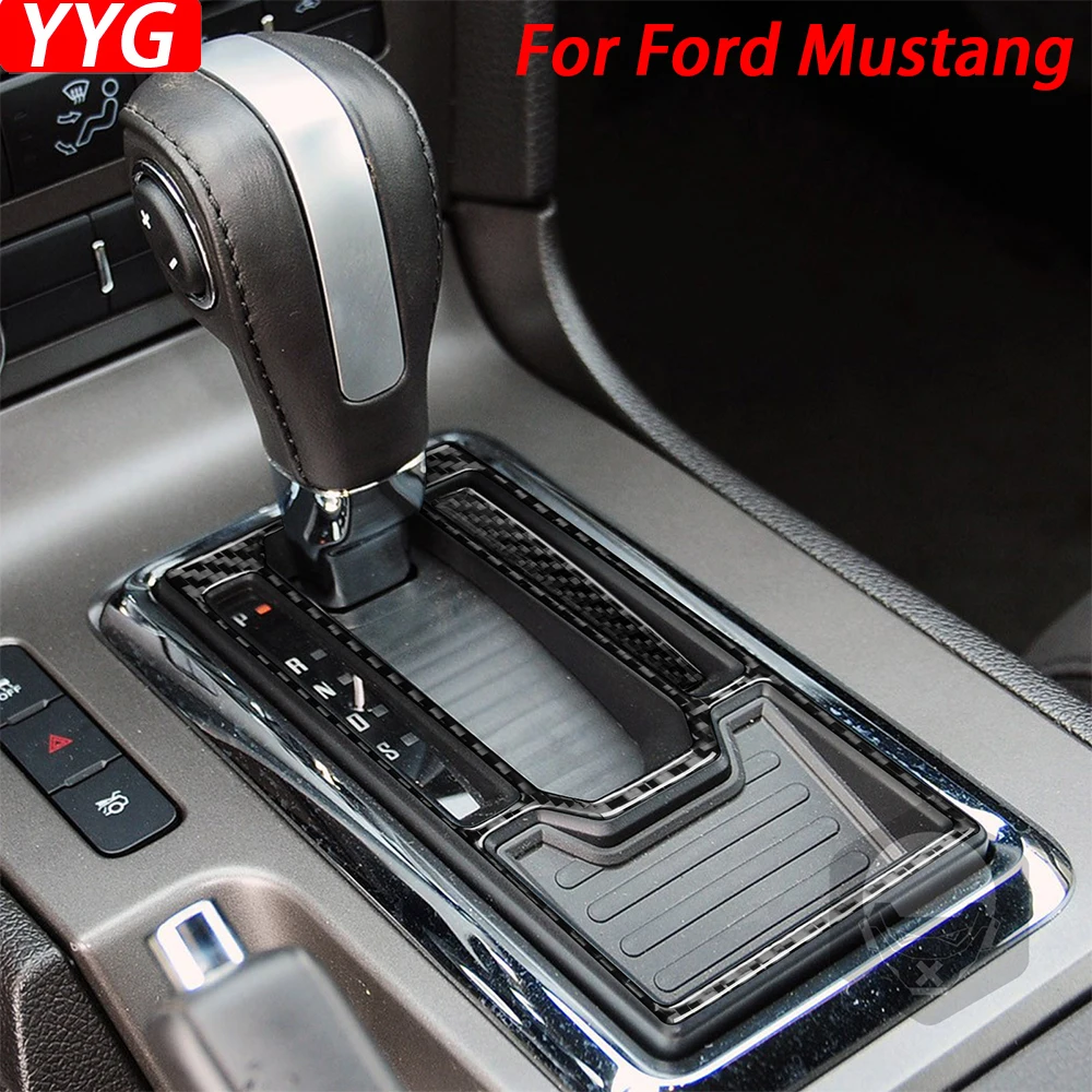 

For Ford Mustang 2009-2014 Accessories Real Carbon Fiber Central Control Gear Shift Trim Cover Car Interior Decoration Sticker