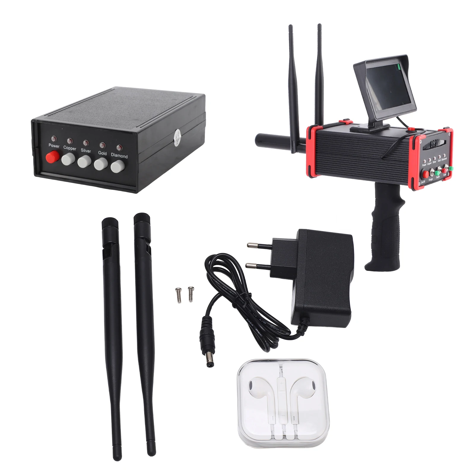 Scanner in rame Metal Detector Scanner per metalli sotterranei Schermo ad alta definizione Cercatore di tesori per oro argento rame