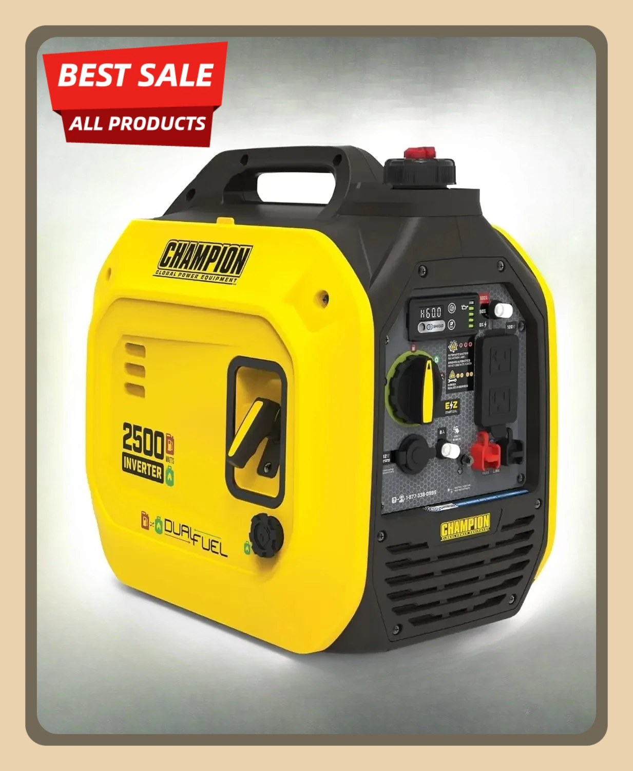 

[XMSJ-Limited Stock, Buy Now!]2500-Watt Dual Fuel Portable Inverter Generator with Quiet Technology and CO Shield