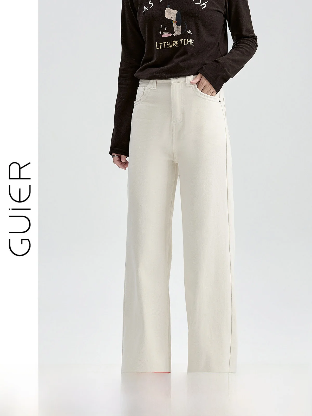 

High Waist Wide Leg Jeans Women's Casual Autumn Winter New Sle Versatile Loose Slim Straight Leg Pants by Guier