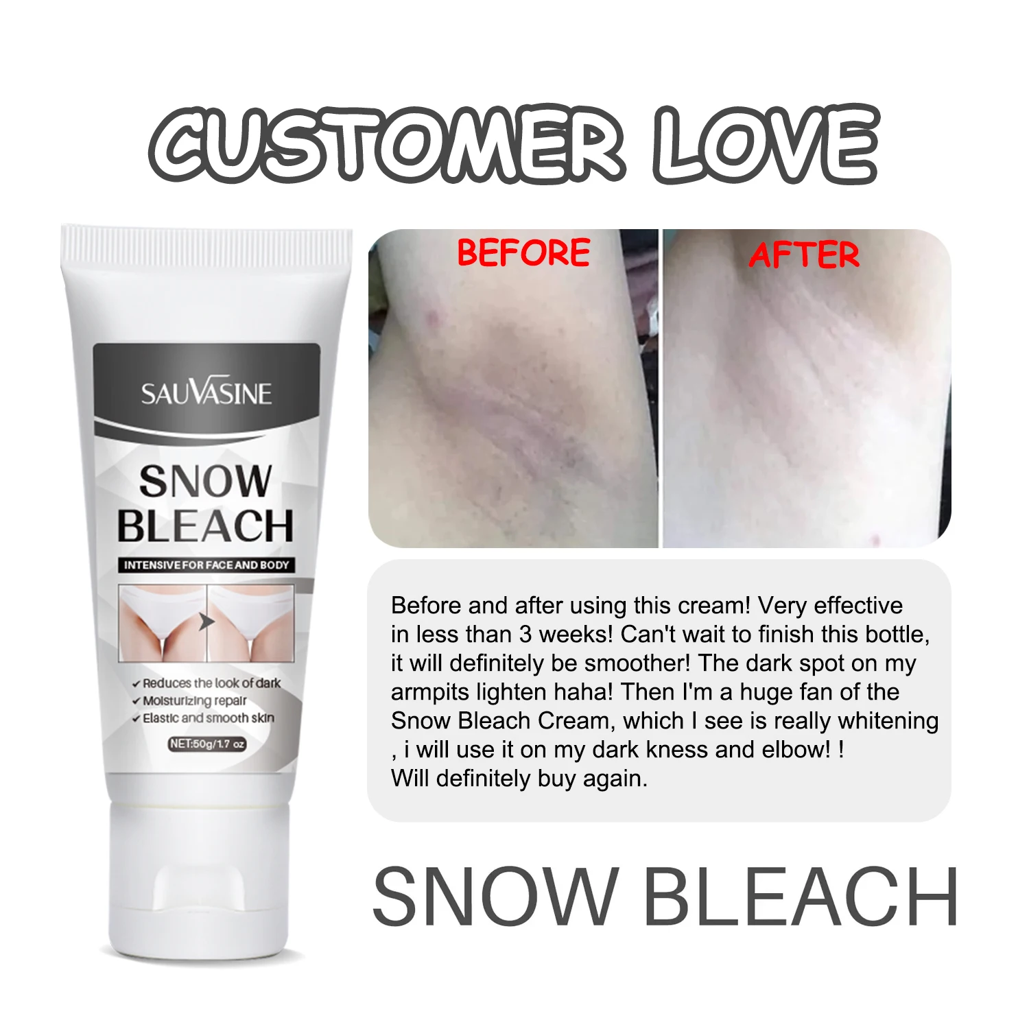 Snow Bleach Cream Intimate Bleaching Cream Even Skin Tone Cream Private Parts Underarm whitening Cream For Butt Knee Inner Thigh