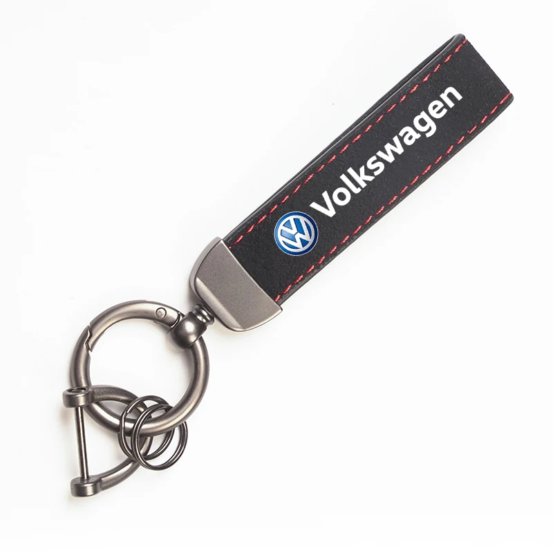 Mit Auto-Logo Schlüsselanhänger Zubehör Herren Wildleder-Schlüsselanhänger für Peugeot für VW GTI Scirocco Polo T5 Passat B6 Golf Tiguan Jetta T-ROC